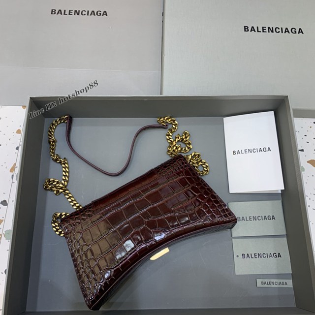 Balenciaga專櫃爆款鱷魚紋鏈條包女士肩背包 巴黎世家沙漏鏈條斜挎包 fyj1893